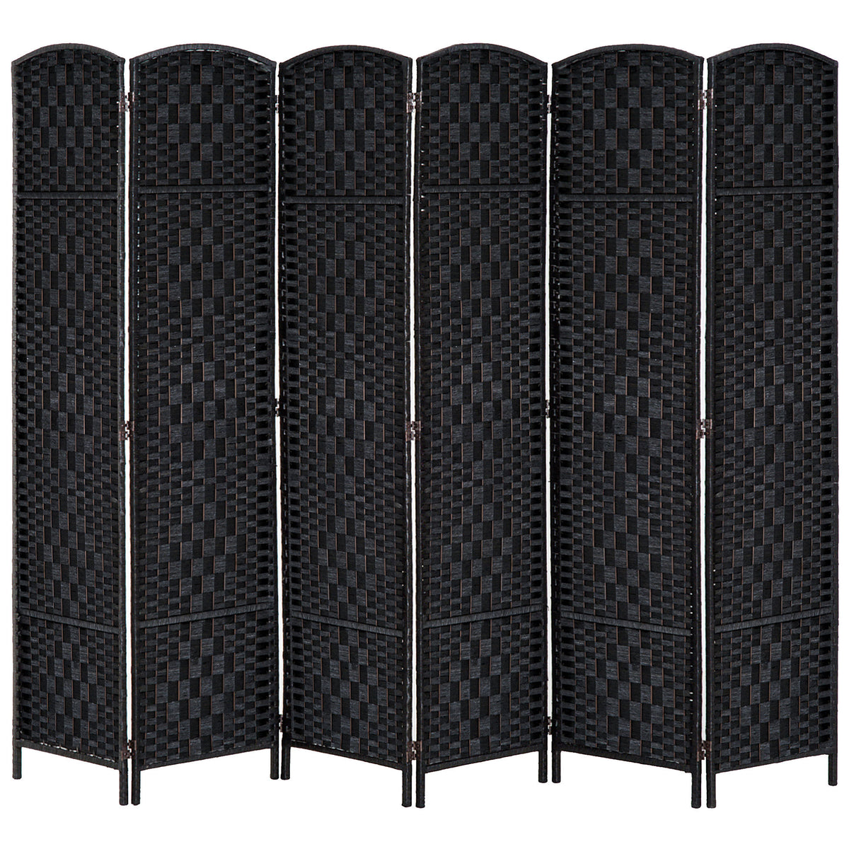 HOMCOM 6' Tall Wicker Weave 6 Panel Room Divider Privacy Screen - Black
