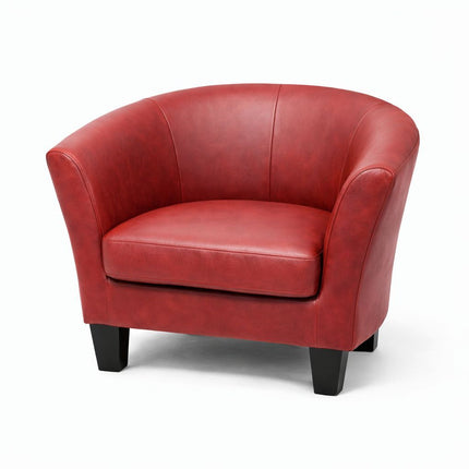 Faux Leather Accent Chair Red