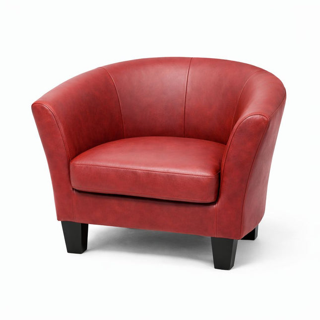 Faux Leather Accent Chair Red
