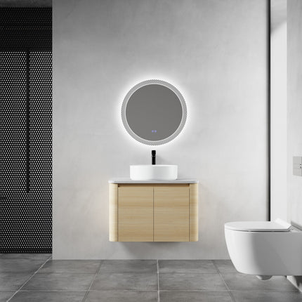 30 in in Wall-Mounted Bathroom Vanity With Ceramic Art Sink & 2-Soft-Close