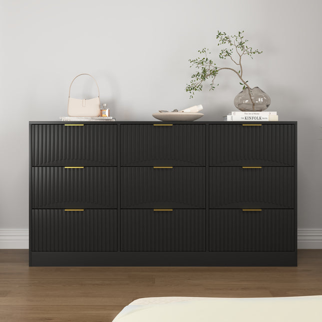 Wooden Dresser Storage Cabinet with 9 Drawers