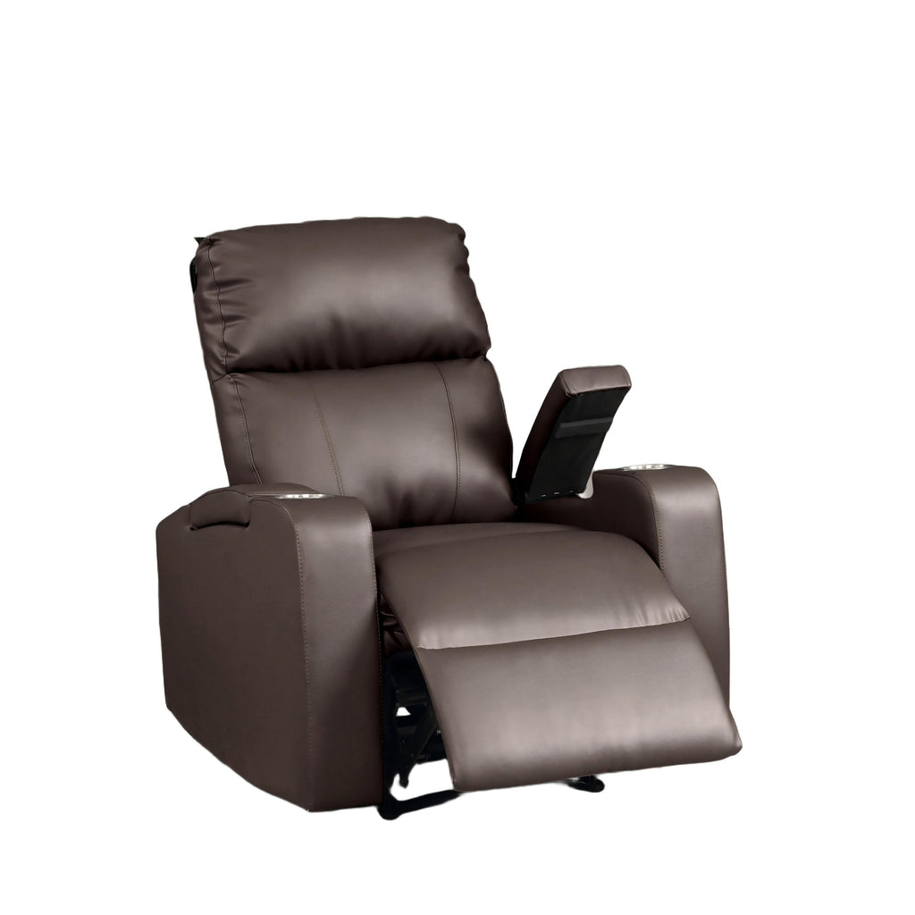 Modern Terry Collection, Upholstered Faux Leather with Electric Power Recliner Chair, Espresso