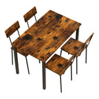 5 Piece Metal and Wood Indoor Modern Dinning Table Furniture Set for 4, Dining Table Chairs - Eloy Royal