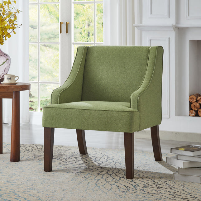 Mid Century Modern Accent Chair,Upholstered Fabric Armchair with Solid Wood Legs,Lounge Reading Chair for Living Room,Bedroom,Office-LIME GREEN