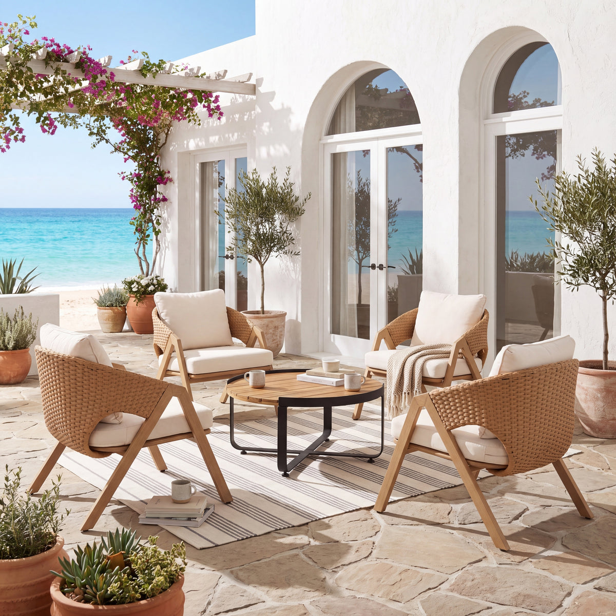 4- Person Patio Conversation Set with Cushions