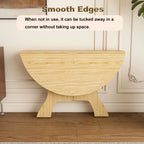 43 in Folding Dining Table for Small Spaces, MDF Table with Wild Oak Veneer, Space Saving Foldable Kitchen Table for Indoor and Outdoor Use - Eloy Royal