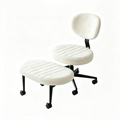 Ergonomic Cross-Legged Office Chair with Back Support, Cream Velvet Multi-Position Desk Chair for Adults, White