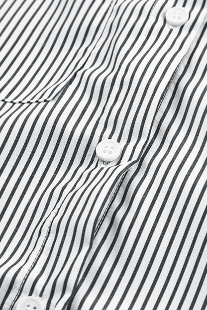 Light Blue Striped Casual Shirred Cuffs Shirt - Eloy Royal