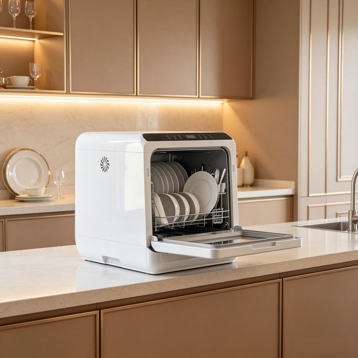 Portable Countertop Mini Dishwasher, 1.6 Gal Water Tank, 5 Wash Programs, Air-Dry Function