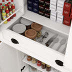 71' Kitchen Pantry Storage Cabinet with 4 Doors(2Doors with Racks),1 Drawer, 2 Adjustable Shelves, Freestanding Cupboard for Kitchen, Dining Room and Living Room-White - Eloy Royal