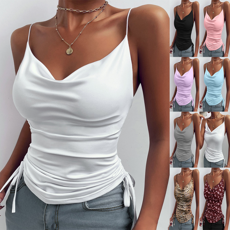 Spaghetti Strap Tops V-neck Camisole Shirts Women Summer Clothes - Eloy Royal