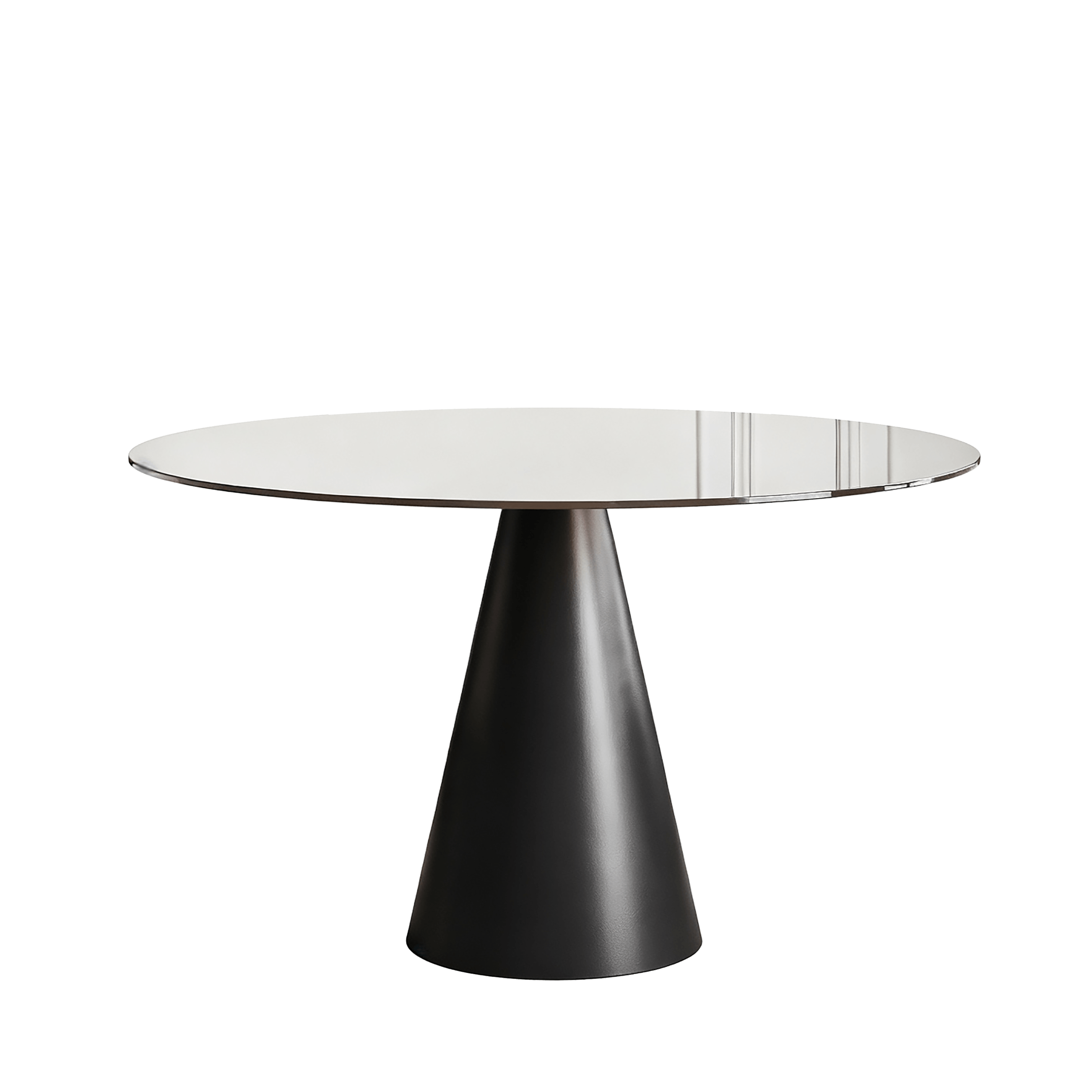 35-inch Round Glass Dining Table with Tempered Glass Top and Carbon Steel Legs, Dark Brown Finish for 2-4 People