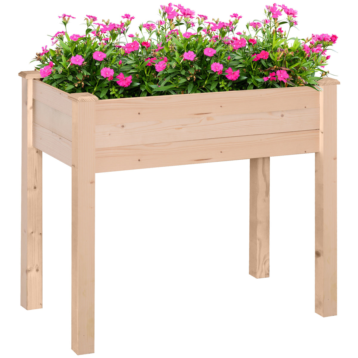 Outsunny Raised Garden Bed with Legs, 34' x 18' x 30', Elevated Wooden Planter Box, Self-Draining with Bed Liner for Vegetables, Herbs, and Flowers Backyard, Patio, Balcony Use, Natural
