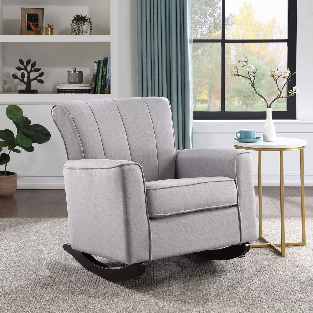 Light Grey Rocking Chair with Track Arm