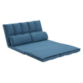 3-Fold Sofa Bed, Folding Mattress with 2 Pillows, Blue - High-Density Foam Filling, Polyester Fabric