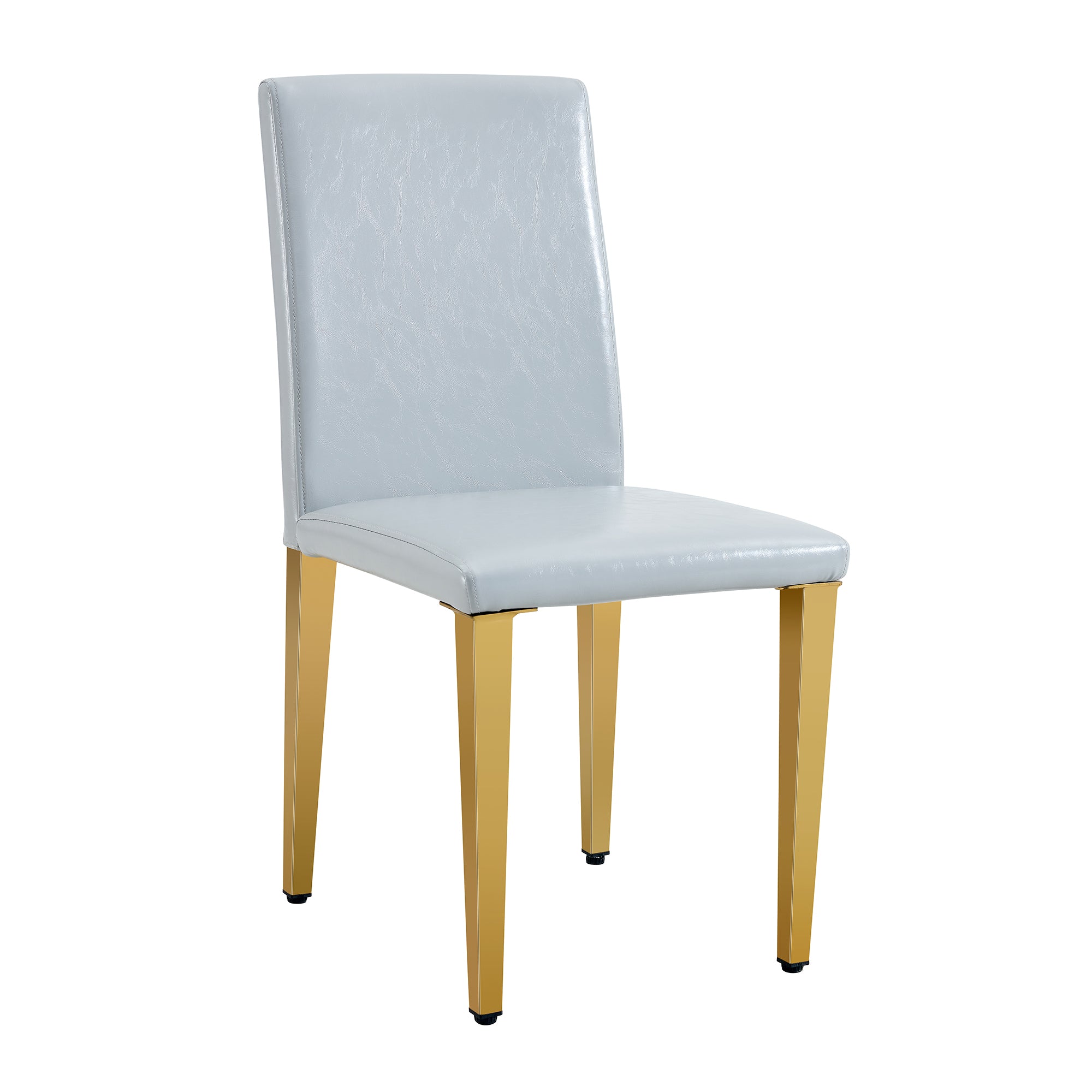 Exquisite Four Light Gray PU Dining Chairs Set with Metal Legs and Comfortable Sponge Filling