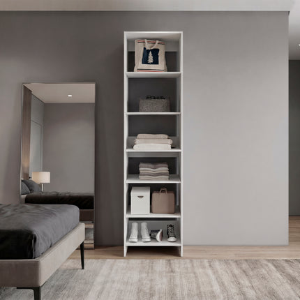 Freestanding Display Closet with 6 Open Shelves, Storage Organizer, Modern Storage for Bedroom and Bookcase
