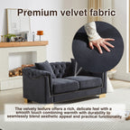 {Video] Classic Modern Style Sofa, 62-inch Chesterfield Classic Rolled Arm Tucked-in Nailhead Decor Cloud Two-Seater Velvet Sofa, Luxury Double Sofa Suitable for Living Room, Bedroom, Apartment, - Eloy Royal