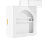 Corner Makeup Vanity Desk With Mirror & LED Lights, Modern Vanity Set With Mirror And Stool, Dressing Table With Large Storage For Small Place, Brightness Adjustable Folding Mirror, White - Eloy Royal