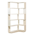 White 90cm L-Shaped Freestanding Corner Bookshelf for Living Room, Bedroom, Home Office - Wooden Display Cabinet with Anti-Tip Safety Feature, 5 Color Options