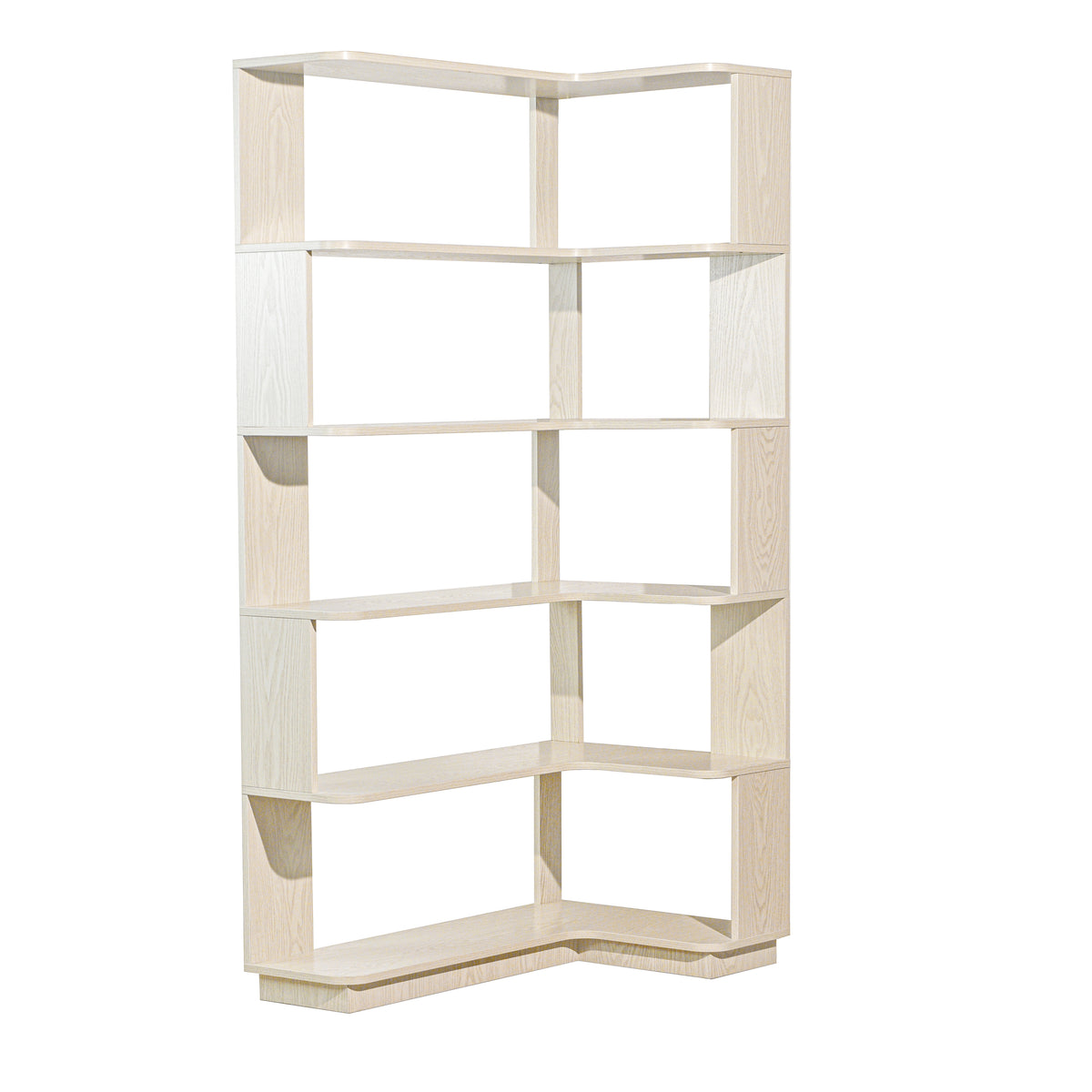 White 90cm L-Shaped Freestanding Corner Bookshelf for Living Room, Bedroom, Home Office - Wooden Display Cabinet with Anti-Tip Safety Feature, 5 Color Options