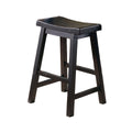 Wooden 24' Counter Height Stool with Saddle Seat, Black, Set of 2