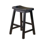 Wooden 24' Counter Height Stool with Saddle Seat, Black, Set of 2