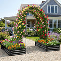 Raised Garden Bed with Arch Trellis, 2 Pack Metal Planter Boxes with Garden Arch, Outdoor Garden Planter for Climbing Plants Vegetables Flowers