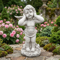 Winged Angel Covering Her Ears Resin Ornament, Outdoor Garden Sculpture, suitable for lawns, patios, and courtyard decoration.