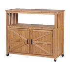 Wooden Patio Bar Table Set with Storage, Buffet Cabinet Sideboard for Outdoor and Indoor
