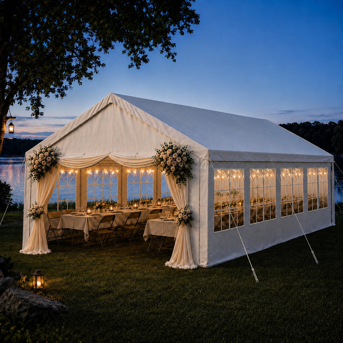 20'x30' Carport Car Canopy Party Tent Outdoor Gazebo with 2 Storage Bags & Removable Sidewalls Outdoor Gazebo Commercial Tents for Parties Wedding BBQ with 2 Carry Bags
