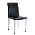 Simple and Versatile Four Black PU Dining Chairs with Silver Metal Legs