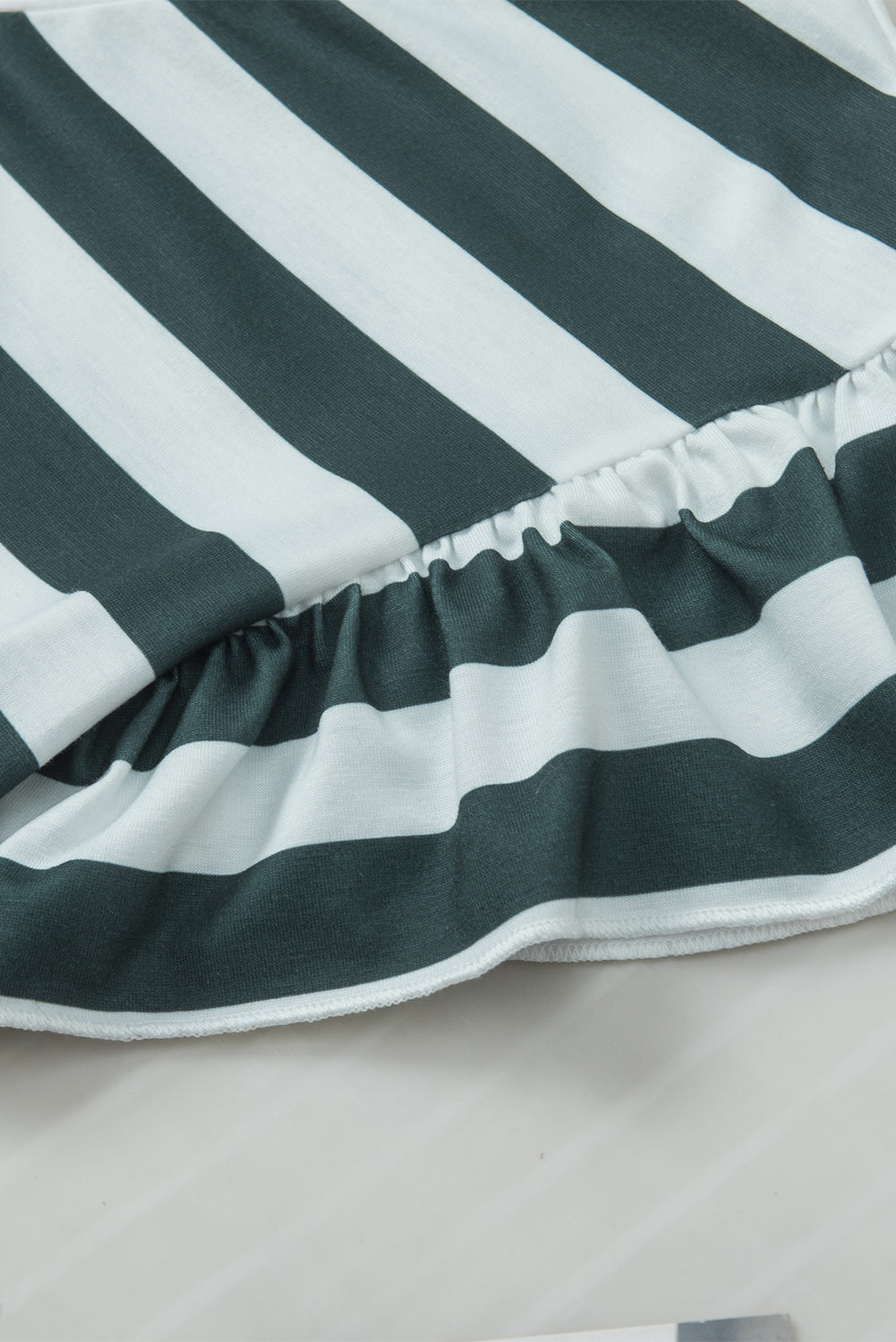 Sea Green Striped V Neck Ruffle Sleeve Top - Eloy Royal