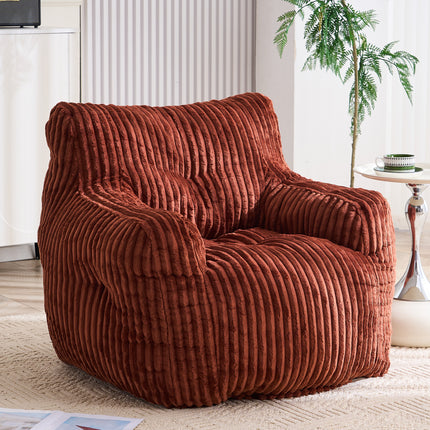 010-Soft Fluffy Corduroy Fabric Bean Bag Chair Filled With Memory Sponge,Red