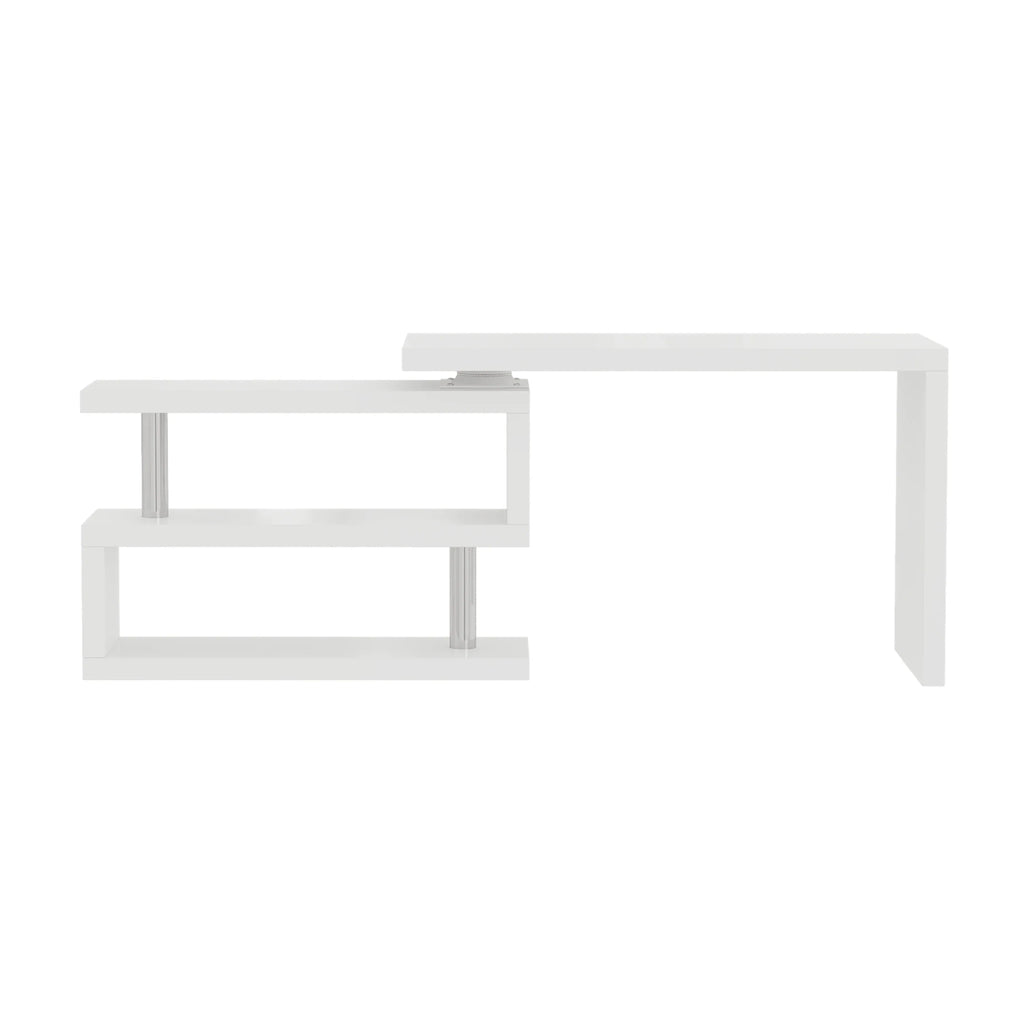 Modern 47'L Swivel Top Desk-High Gloss White - Eloy Royal