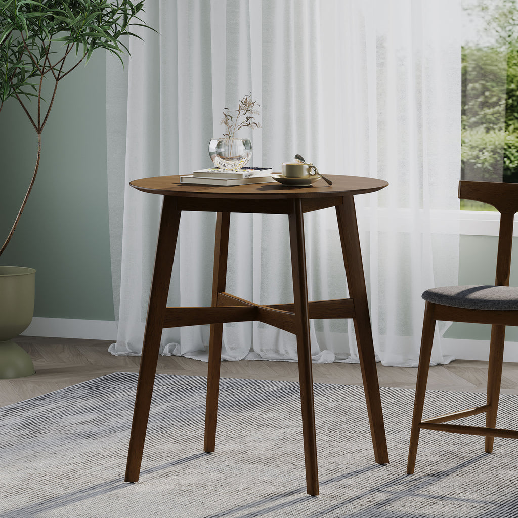 Wood Counter Height Round Dining Table, Brown, 35.4'D x 35.4'W x 36'H