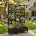 Metal Raised Garden Bed with Wheels and Trellis,73'x47'x16' Planter Box for Climbing Plants, Vegetables & Vines, Features Privacy Screen and Drainage Holes