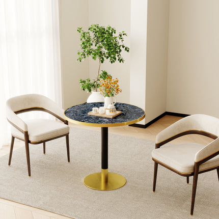 Round Modern Dinning Table 31.5 inches Bistro Table Tulip Table with Faux Marble top,Easy Assemble,Sturdy Metal Frame Diameter