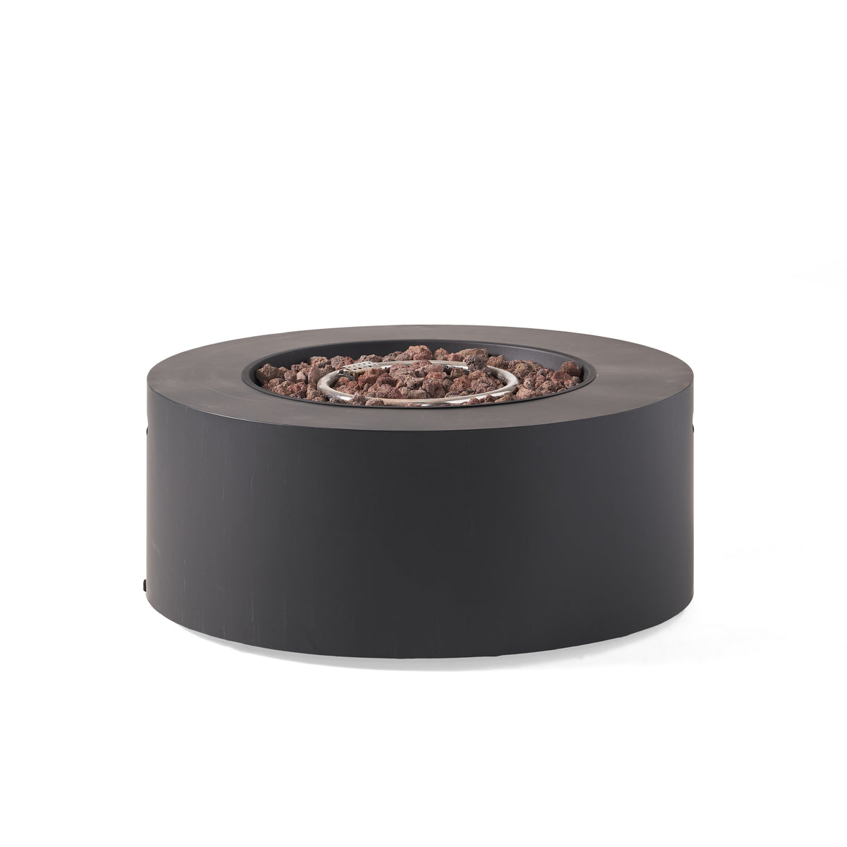 Modern Iron Propane Fire Pit, 32' Round, 40,000 BTU, Dark Grey Finish