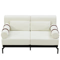 Modern Loveseat Sofa 59' Couch with Flexible USB Ports, Unique Cylindrical Armrests, Beige Chenille