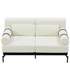 Modern Loveseat Sofa 59' Couch with Flexible USB Ports, Unique Cylindrical Armrests, Beige Chenille