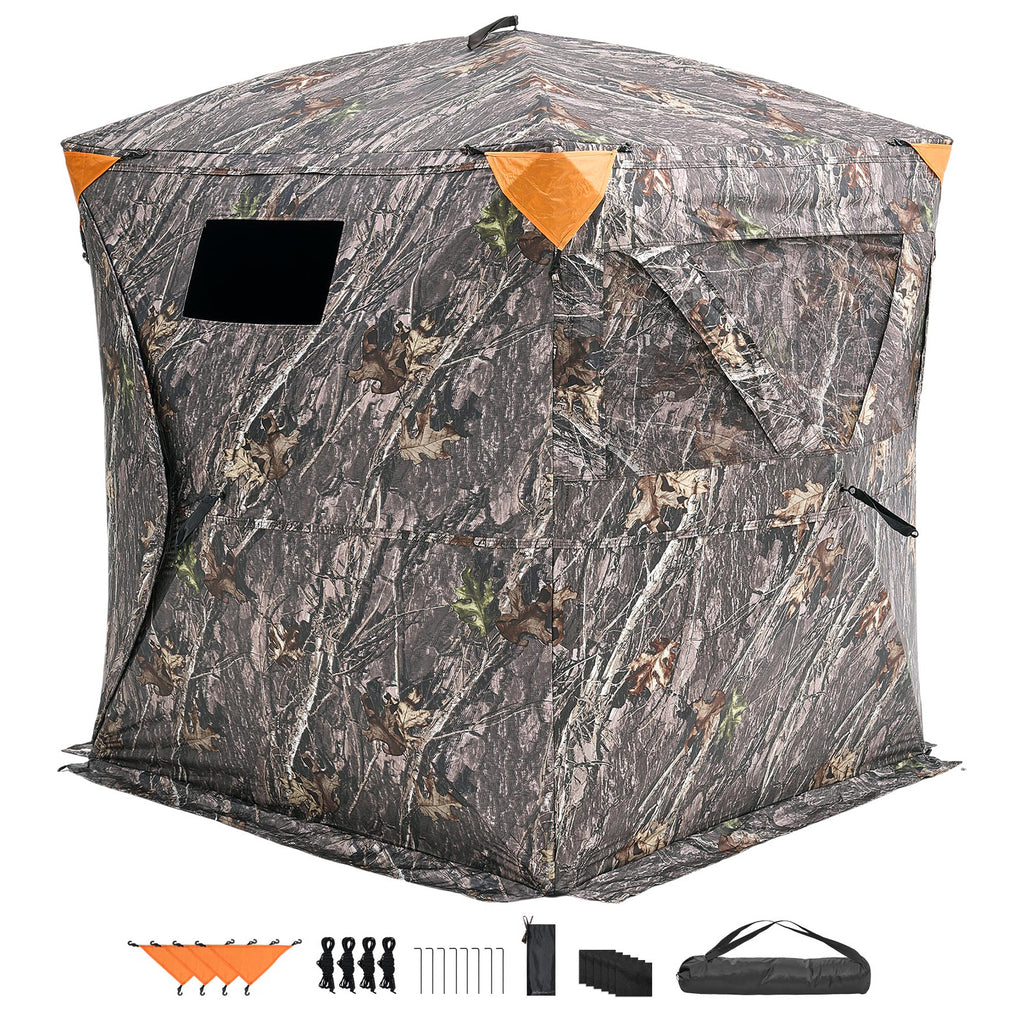 Hunting Blind, 270° Ground Blind, 2-3 Person Pop Up Deer Blind for Hunting with Carrying Bag, Portable Resilient Hunting Tent, 3 Horizontal Windows for Turkey and Deer Hunting