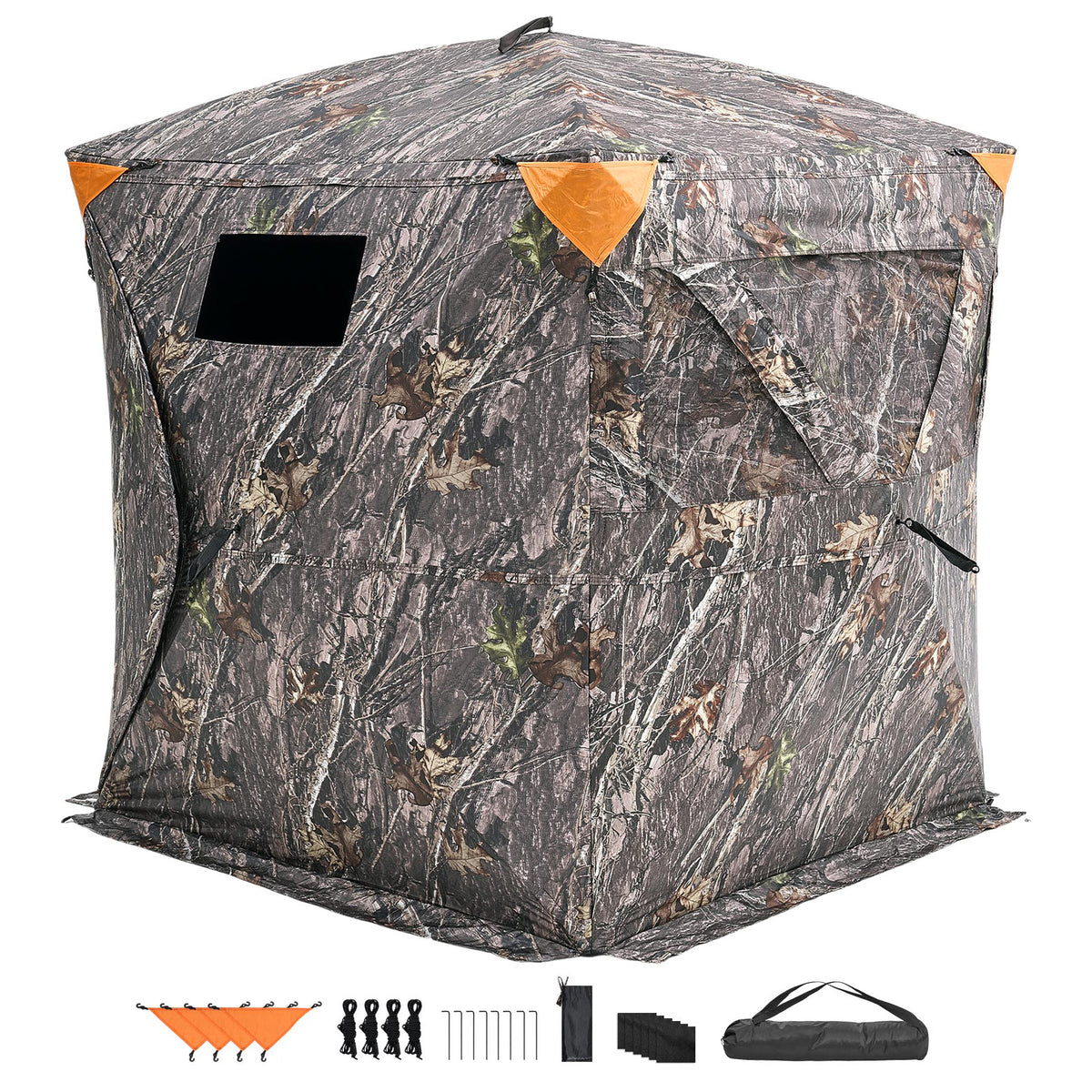 Hunting Blind, 270° Ground Blind, 2-3 Person Pop Up Deer Blind for Hunting with Carrying Bag, Portable Resilient Hunting Tent, 3 Horizontal Windows for Turkey and Deer Hunting