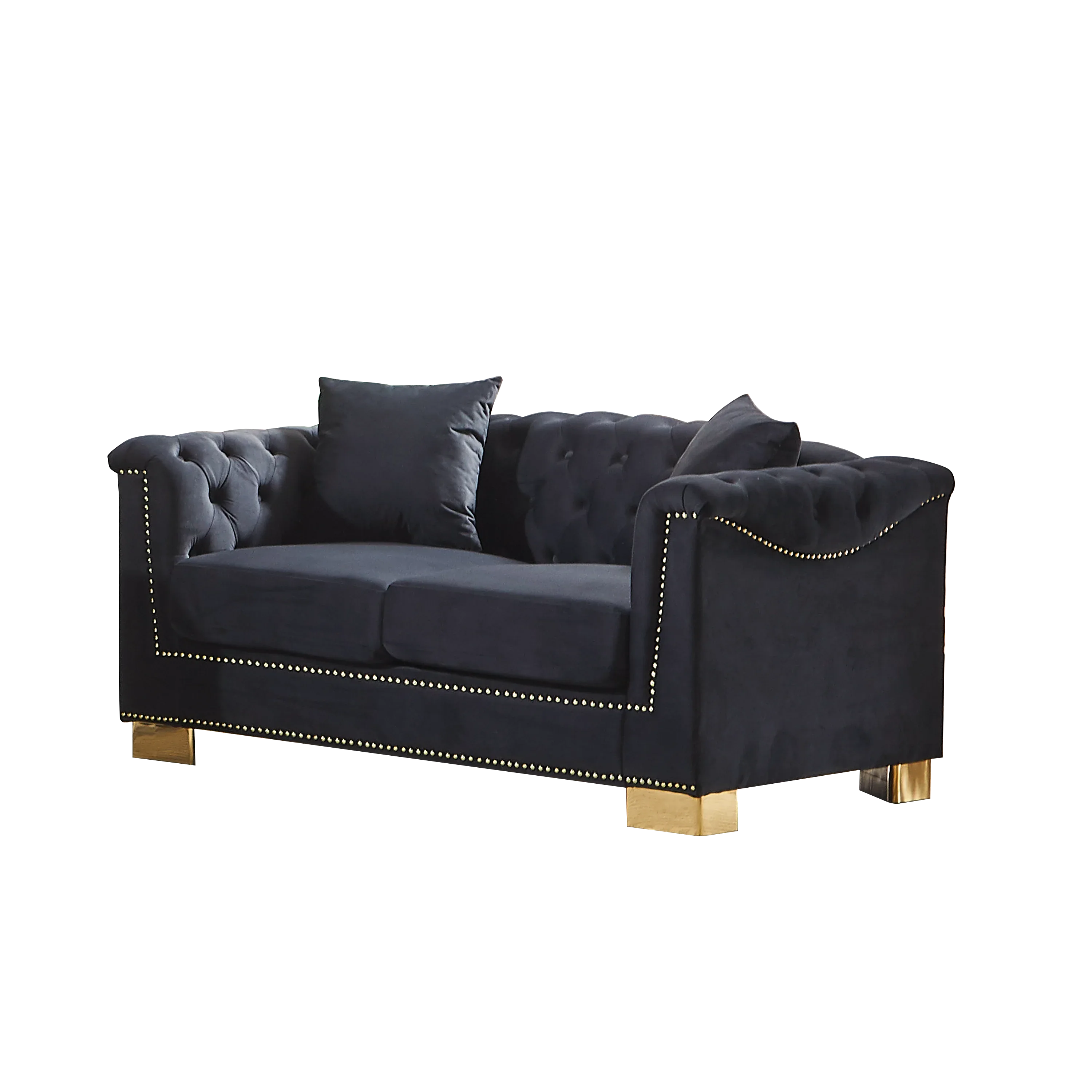 {Video] Classic Modern Style Sofa, 62-inch Chesterfield Classic Rolled Arm Tucked-in Nailhead Decor Cloud Two-Seater Velvet Sofa, Luxury Double Sofa Suitable for Living Room, Bedroom, Apartment, - Eloy Royal