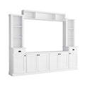 Minimalist Entertainment Wall Unit Set with Bridge for TVs Up to 75'', Ample Storage Space TV Stand with Adjustable Shelves, Modernist Large Media Console for Living Room, White