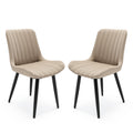 Set of 2 Modern PU Leather Dining Chairs with Thick Cushions & Metal Legs, Armless Faux Leather Side Chairs for Kitchen, Dining Room