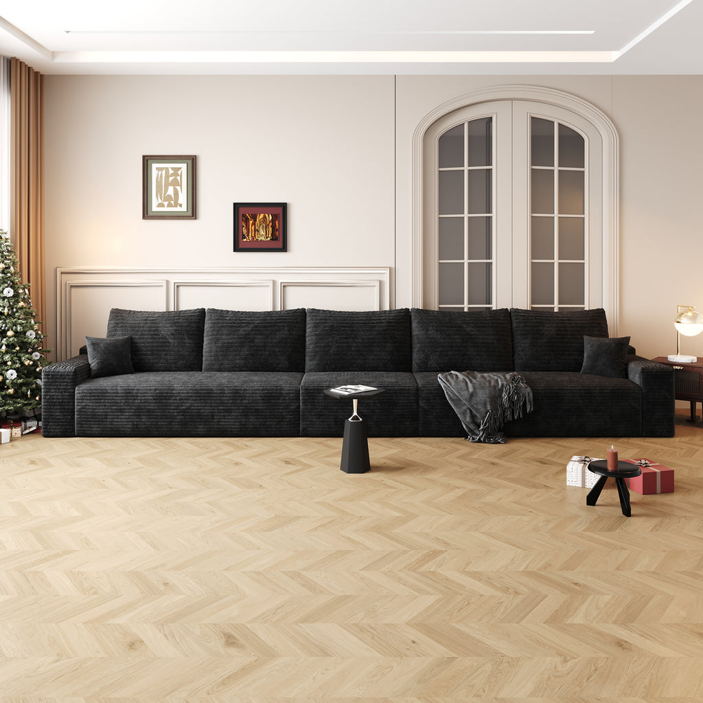 168' Cloud Sectional Couch,Modern Modular Sofa with Deep Seat, Upholstered Couches for Living Room Bedroom,No Assembly Required, Black(Plush Corduroy Fabric)