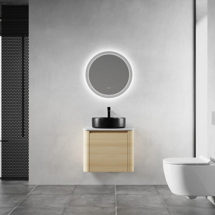 24 in in Wall-Mounted Bathroom Vanity With Ceramic Art Sink & 1-Soft-Close