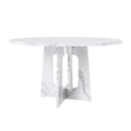 Modern Farmhouse 47.24' Round Dining Table for 4 with Marble White Finish MDF and Iron