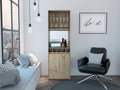 Redding Bar Cabinet, One Cabinet, Interior Shelves, Five Bottle Cubbies, Two Shelves